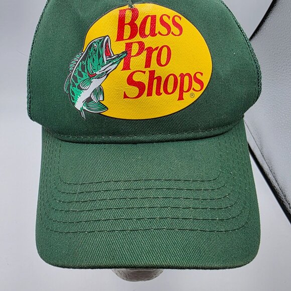 Bass Pro Shops Adjustable Trucker Hat Green Logo Fishing Snapback Mesh Outdoors - Picture 10 of 10